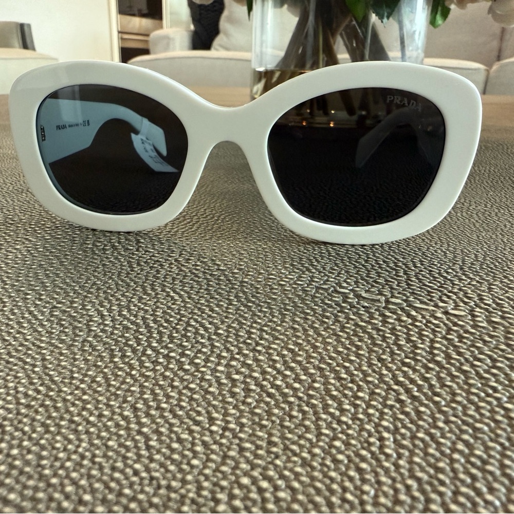 Prada White Retro-Inspired Oversized Sunglasses
